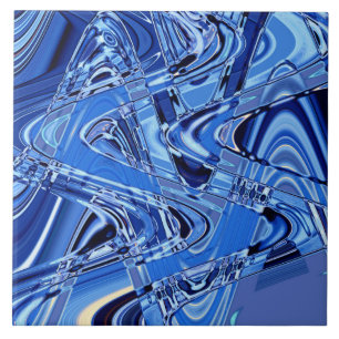 Azulejo De Cerâmica ondas de estradas em azul