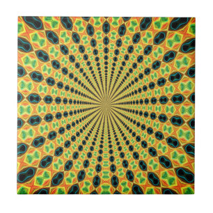Azulejo De Cerâmica Ondas De Luz Fractal Coloridas Abstrato - Únicas 