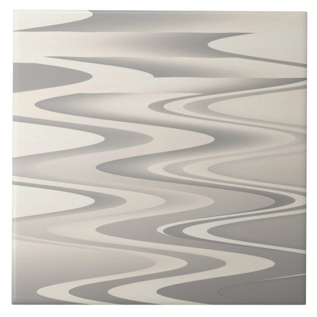 Azulejo De Cerâmica Ondas de textura de tons brancos (Frente)