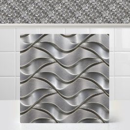 Azulejo De Cerâmica Ondas de Titânio Brushado Industrial Padrão Metáli