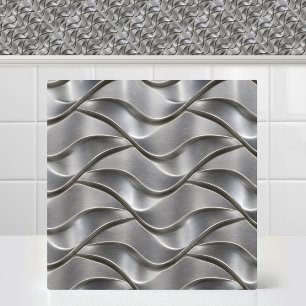 Azulejo De Cerâmica Ondas de Titânio Brushado Industrial Padrão Metáli