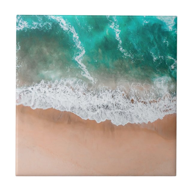 Azulejo De Cerâmica Ondas em Sandy Beach (Frente)
