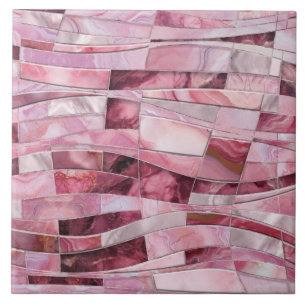Azulejo De Cerâmica Ondas Mosaicas - Abstrato de mármore rosa