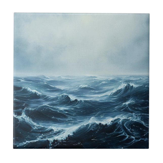 Azulejo De Cerâmica Ondas Oceânicas em Massa (Frente)