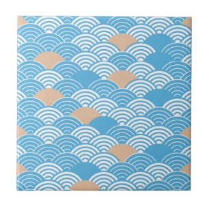 Azulejo De Cerâmica Ondas Seigaiha Japonesas Modernas & Sol Nascente