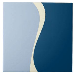 Azulejo De Cerâmica Ondas Simples 2 em Azul Escuro, Azul Claro e Creme