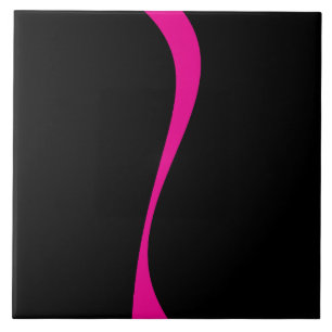 Azulejo De Cerâmica Ondas simples 2 em magenta e preto