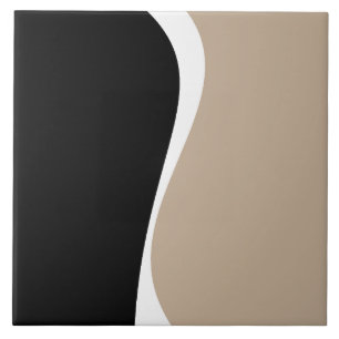 Azulejo De Cerâmica Ondas Simples 2 - Taupe, Preto e Branco