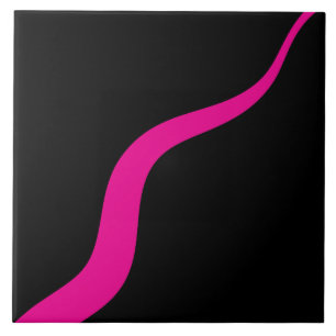 Azulejo De Cerâmica Ondas simples 3 em magenta e preto