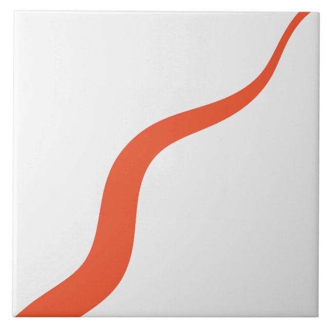 Azulejo De Cerâmica Ondas Simples 3 - Laranja e Branco (Frente)