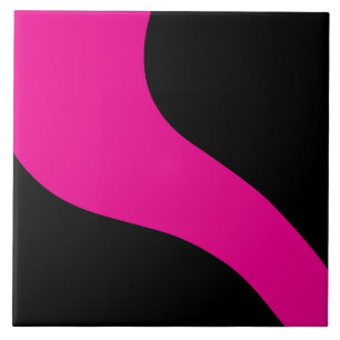 Azulejo De Cerâmica Ondas simples em magenta e preto