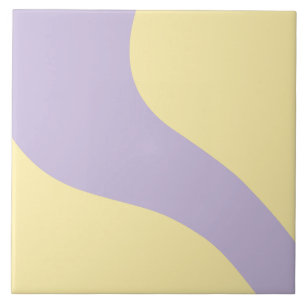 Azulejo De Cerâmica Ondas Simples em Pastel Amarelo e Roxo
