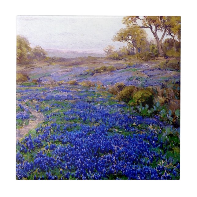 Azulejo De Cerâmica Onderdonk - Bluebonnets na noite de Twilight, nort (Frente)