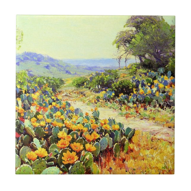 Azulejo De Cerâmica Onderdonk - Cactus in Bloom, (Frente)