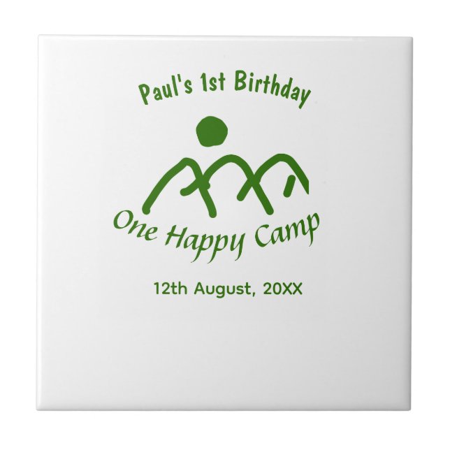 Azulejo De Cerâmica One happy camp green mountain sun 1st birthday  (Frente)