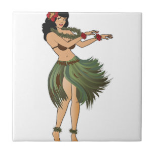 Azulejo De Cerâmica One Hula Girl Dancing