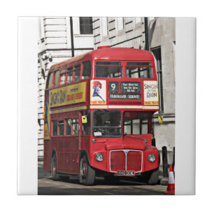 Azulejo De Cerâmica Ônibus vermelho de Londres do vintage