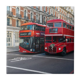 Azulejo De Cerâmica Ônibus Vermelhos de Dois Andares