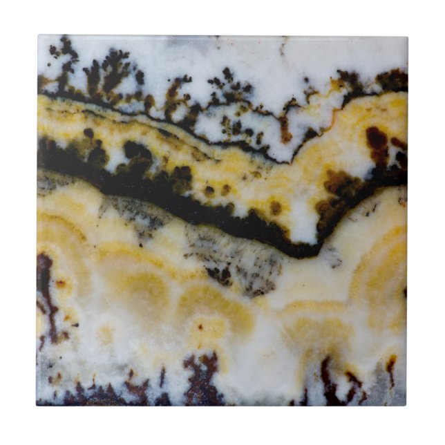 Azulejo De Cerâmica Ônix com Renda Prateada (Frente)