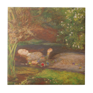 Azulejo De Cerâmica Ophelia de Millais, Vintage Victorian Fine Art