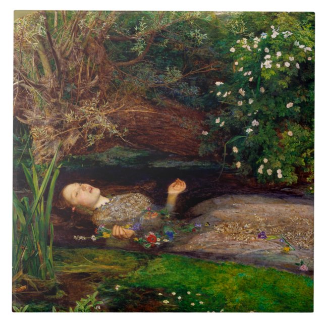 Azulejo De Cerâmica Ophelia, John Everett Millais (Frente)