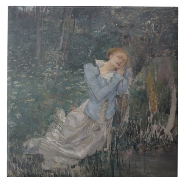 Azulejo De Cerâmica Ophelia (Weeping Woman) (por Jules Bastien-Lepage) (Frente)
