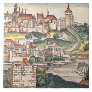 Azulejo De Cerâmica Opinião de olho de pássaro de Praga do Nuremberg
