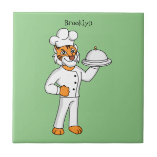 Azulejo De Cerâmica Óptica de desenho animado de tigre engraçado