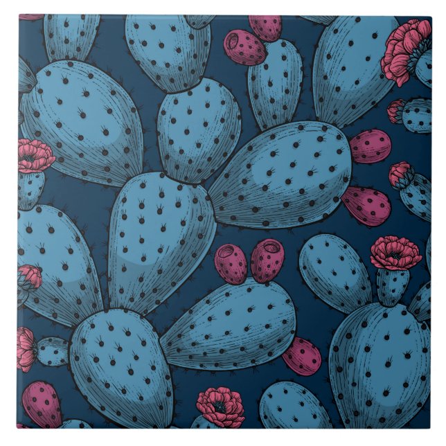Azulejo De Cerâmica Opuntia florescente (Frente)