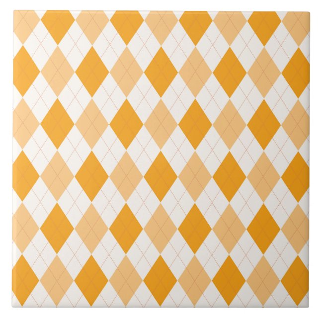 Azulejo De Cerâmica Orange Argyle (Frente)