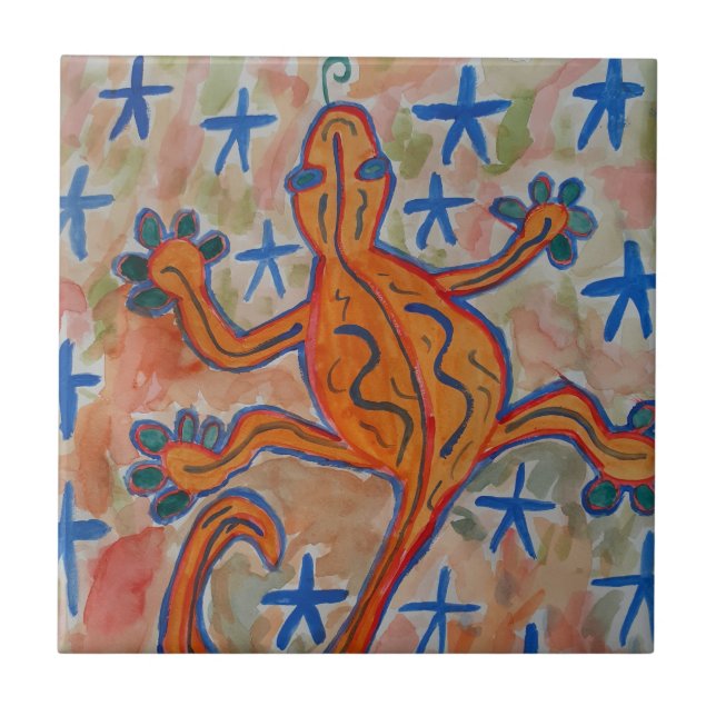 Azulejo de cerâmica Orange Gecko (Frente)