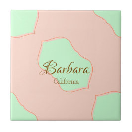 Azulejo De Cerâmica Orange green pastel boho add name place rustic ele