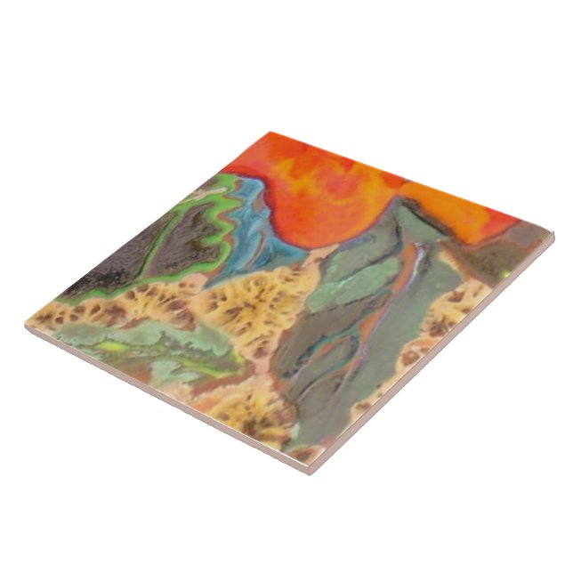 Azulejo De Cerâmica Orange Hibiscus Parte 11 de 12 (Lateral)