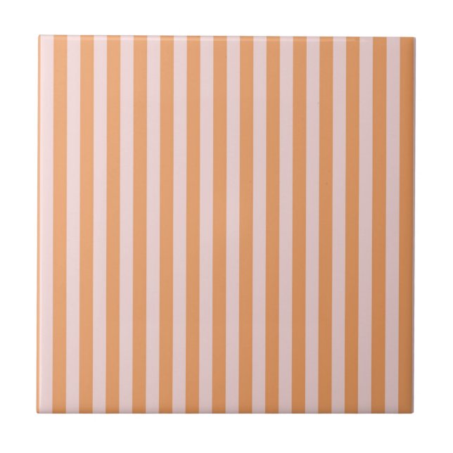 Azulejo De Cerâmica Orange Pink Stripes Pattern Minimal Modern (Frente)