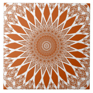 Azulejo De Cerâmica Orange Squirrel Tristyns Mandala