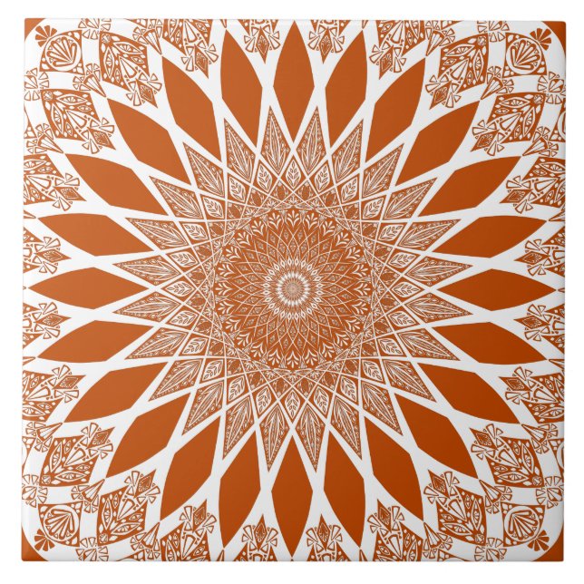 Azulejo De Cerâmica Orange Squirrel Tristyns Mandala (Frente)