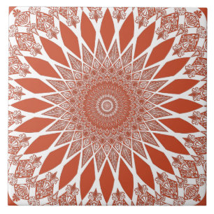Azulejo De Cerâmica Orange Terracotta Tristyns Mandala