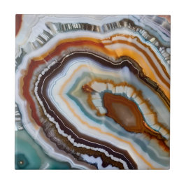 Azulejo De Cerâmica Orange Terracotta White Black Agate Geode