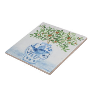 Azulejo De Cerâmica Orange Tree Topiary Ginger Jars Jar Art