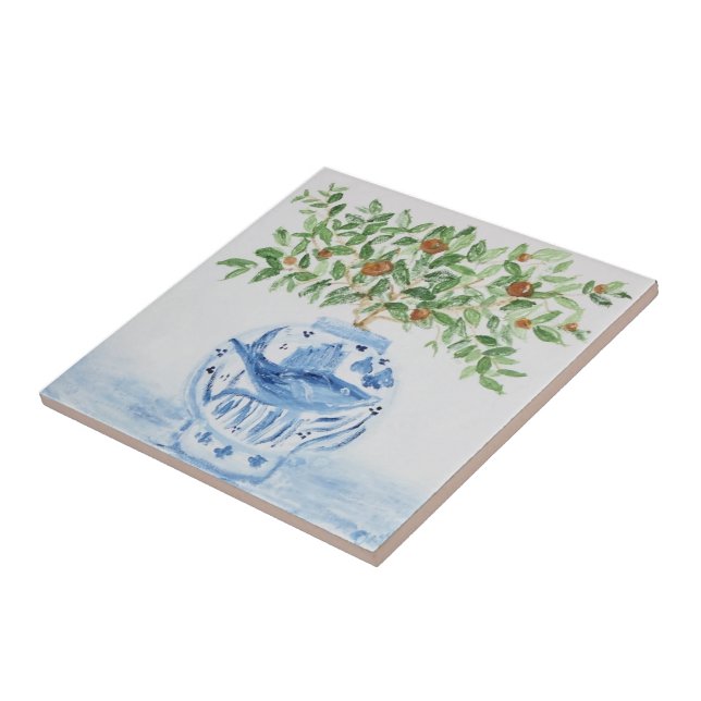 Azulejo De Cerâmica Orange Tree Topiary Ginger Jars Jar Art (Lateral)