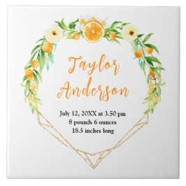 Azulejo De Cerâmica Oranges and Foliage Baby Birth Stats