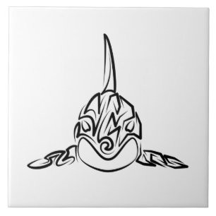 Azulejo De Cerâmica Orca Tribal Negra