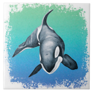 Azulejo De Cerâmica Orca Whale Cristal Teal