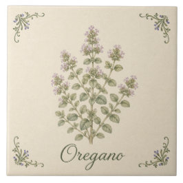 Azulejo De Cerâmica Orégano Botânico Vintage Cozinha Cottage Erva