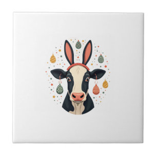 Azulejo De Cerâmica Orelhas de Coelho de Páscoa Vintagem Vaca Animal d