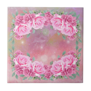 Azulejo De Cerâmica Organização Feminina Romântica de Rosas Rosa Elega