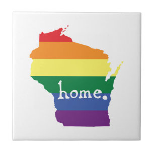 Azulejo De Cerâmica Orgulho gay de Wisconsin Mapa do lar