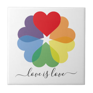 Azulejo De Cerâmica Orgulho Rainbow Hearts Love Is Love