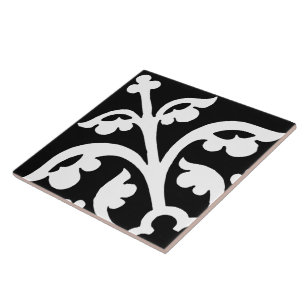Azulejo De Cerâmica Orientação de Diamante Abstrato Elegante Preto e B