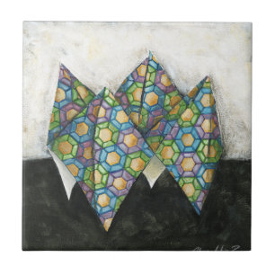 Azulejo De Cerâmica Origami Fortune Teller em Papel Geométrico